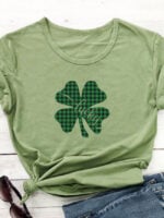 Lucky Letter Clover Print Short Sleeve T-Shirt