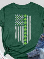 Lucky Shamrock American flag Print T-shirt