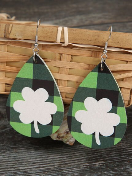 Lucky Shamrock Letter Print Earrings