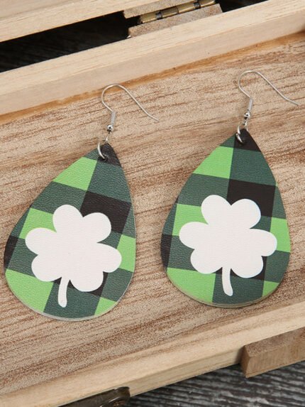 Lucky Shamrock Letter Print Earrings