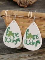 Lucky Shamrock Print Leather Earrings