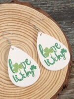 Lucky Shamrock Print Leather Earrings