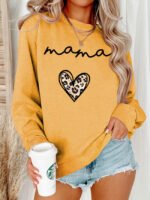 MAMA Leopard Heart Print Long Sleeve Top