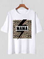 MAMA Leopard Print Short Sleeves T-Shirt