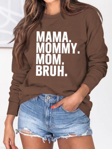 Wholesale MAMA MOMMY Printed Long Sleeve Top