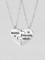 MAMA Puzzle Heart Letter Necklace