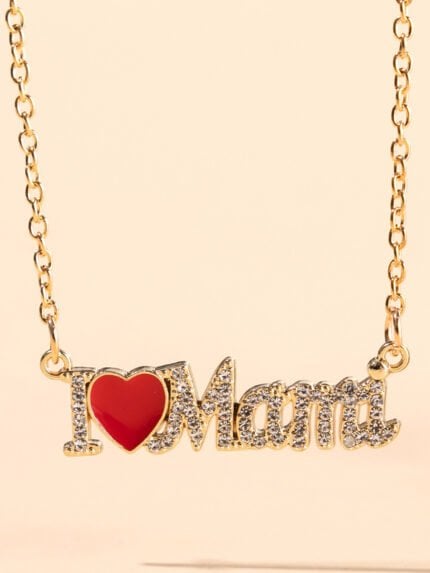 MAMA Zircon Alphabet Heart Necklace