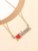 MAMA Zircon Alphabet Heart Necklace