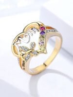 Wholesale MOM Colored Diamond Butterfly Ring