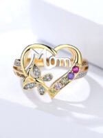 Wholesale MOM Colored Diamond Butterfly Ring