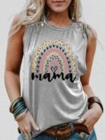 Mama Rainbow Leopard Print Tank Top