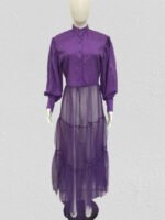 Wholesale Mesh paneled long-sleeve shirt dress(without belt)