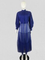 Wholesale Mesh paneled long-sleeve shirt dress(without belt)