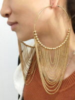 Metal Round Fringe Chain Earrings