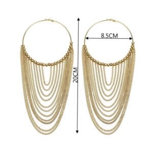 Metal Round Fringe Chain Earrings