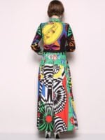 Whoelsale Mixed Print Lapel Long Shirt Dress