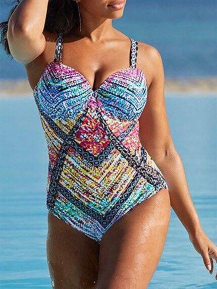 Wholesale Mixed color print one-piece swimsuit