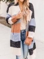 Multicolor Striped Pocket Cardigan