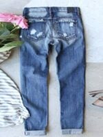 Ny Letter Print Patch Casual Jeans