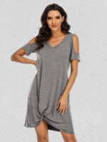 Wholesale Off Shoulder Knot Short Sleeve Dress