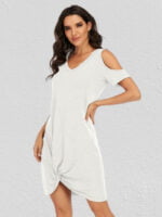 Wholesale Off Shoulder Knot Short Sleeve Dress