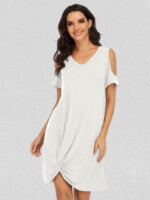 Wholesale Off Shoulder Knot Short Sleeve Dress