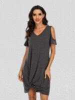 Wholesale Off Shoulder Knot Short Sleeve Dress