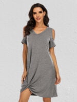 Wholesale Off Shoulder Knot Short Sleeve Dress