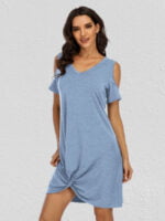 Wholesale Off Shoulder Knot Short Sleeve Dress