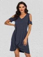 Wholesale Off Shoulder Knot Short Sleeve Dress