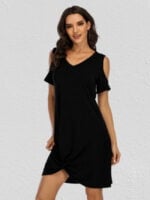 Wholesale Off Shoulder Knot Short Sleeve Dress