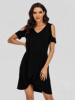 Wholesale Off Shoulder Knot Short Sleeve Dress