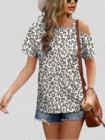 Off Shoulder Short Sleeve Casual T-Shirt