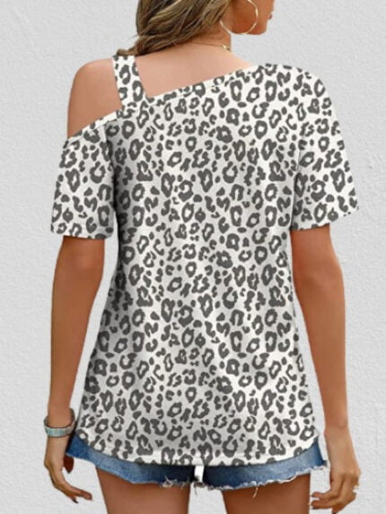 Off Shoulder Short Sleeve Casual T-Shirt