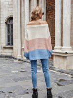 Off-shoulder Stitching Knit Sweater