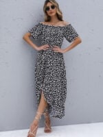 One-shoulder irregular printed dress