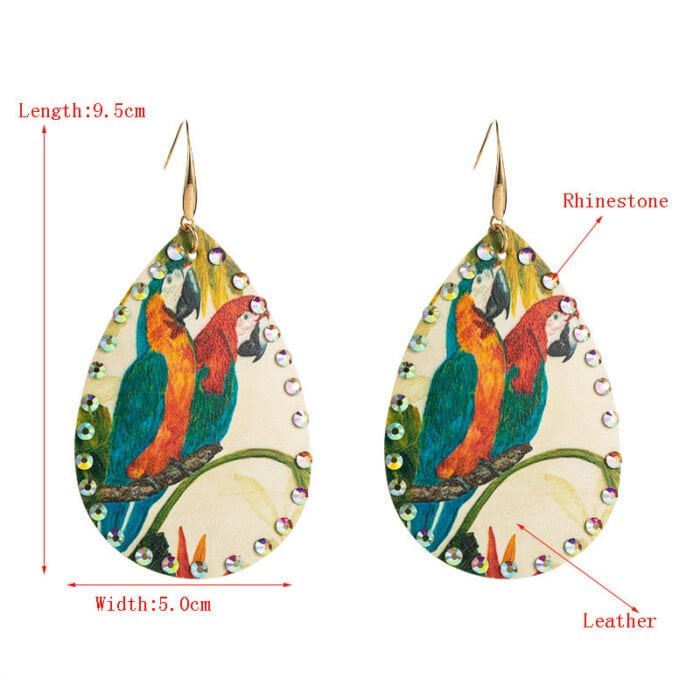 Parrot Leaf Boho Diamond Earrings