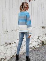 Patchwork Crew Neck Striped Sweater