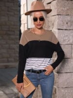 Patchwork striped loose T-shirt