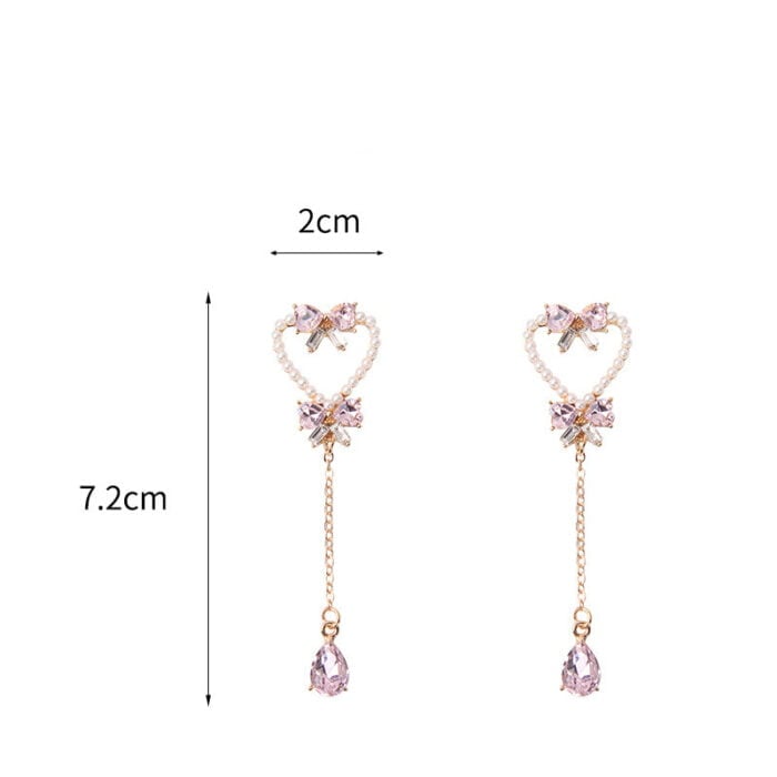 Pearl Heart Butterfly Fringe Earrings