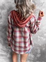 Plaid Button Hooded Slim Shirt