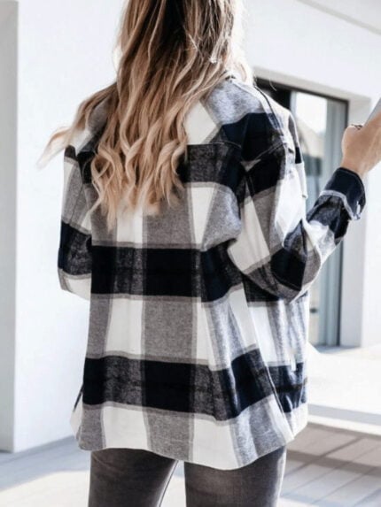 Plaid Pattern Buttoned Jacket