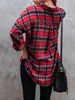 Plaid Printed Single-breasted Chest Pocket Blouse