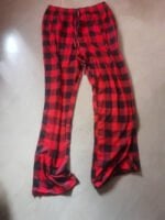 Plaid elastic waist drawstring trousers