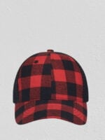 Plaid-print mesh-paneled hat