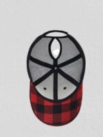 Plaid-print mesh-paneled hat