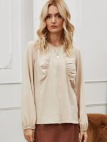 Pleated Puff Sleeve Casual Top