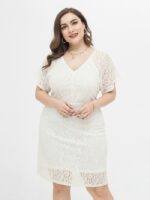 Plus Elegant Lace Raglan Sleeve Dress