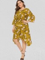 Plus Floral Leopard Irregular Dress