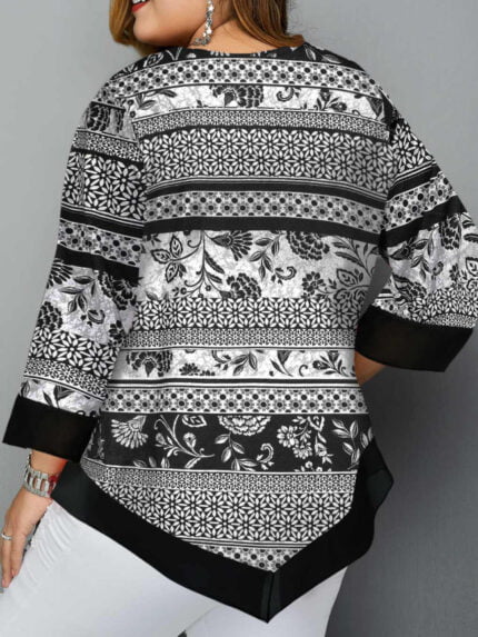 Plus Irregular Printed Casual T-Shirt